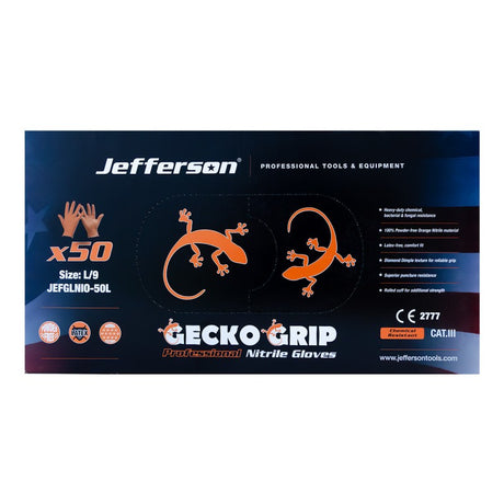 Jefferson Orange Nitrile Gloves Large (Box of 50)