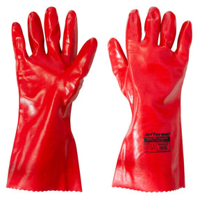 Jefferson 14" Red PVC Gauntlet Safety Gloves