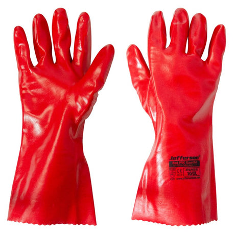 Jefferson 14" Red PVC Gauntlet Safety Gloves
