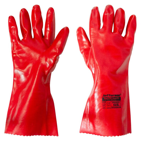Jefferson 14" Red PVC Gauntlet Safety Gloves