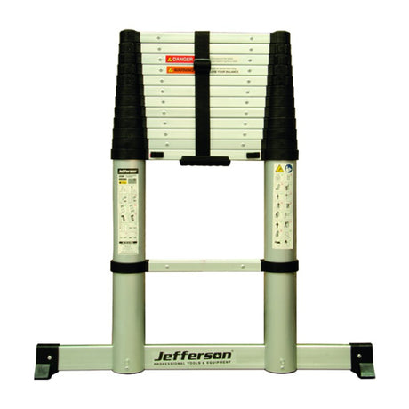 Jefferson 3.8m Safe Close Telescopic Ladder With Stabilising Base Bar