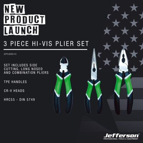 Jefferson 3 Piece High-Vis Plier Set