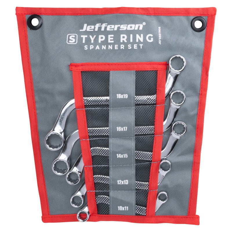 Jefferson 5 Piece S-Type Ring Spanner Set