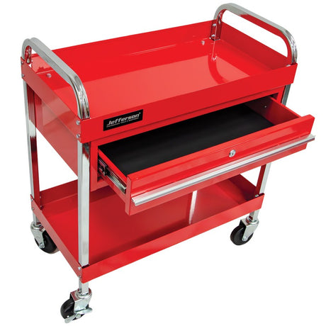 Jefferson Heavy Duty 2-Level Trolley with Lockable Drawer