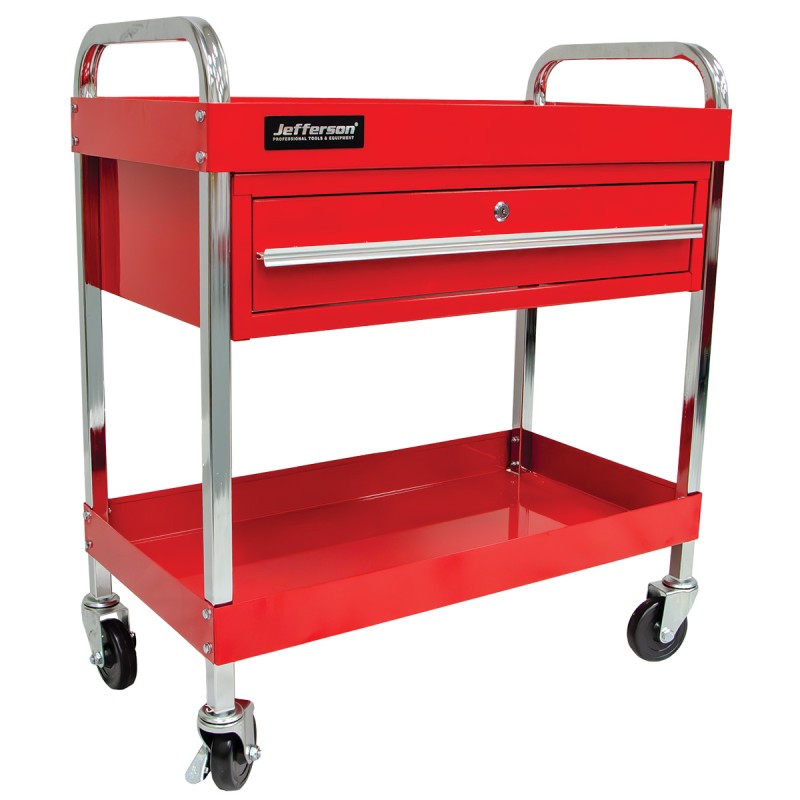 Jefferson Heavy Duty 2-Level Trolley with Lockable Drawer