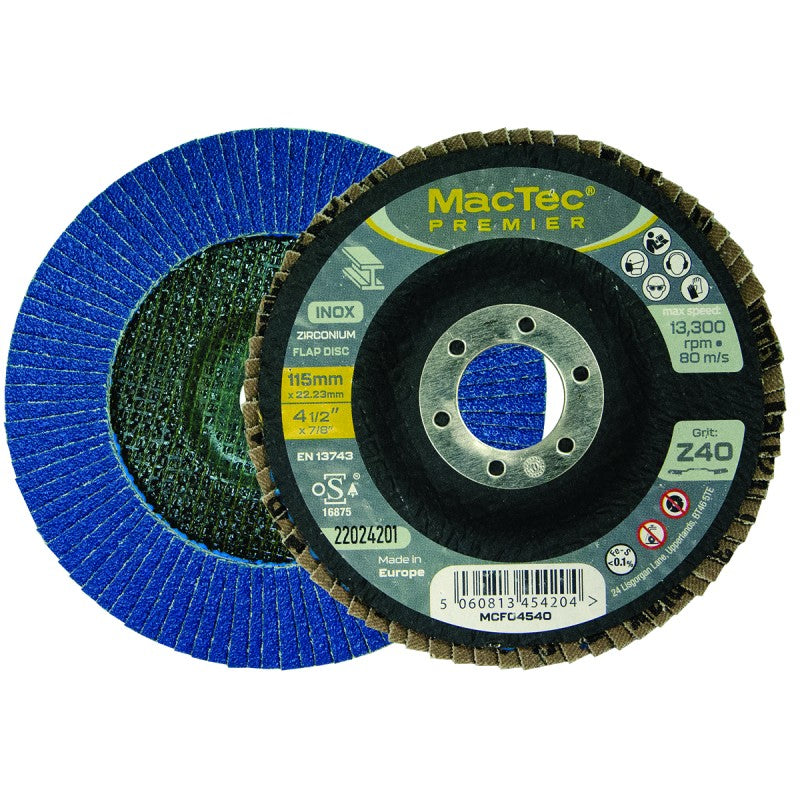 Jefferson MacTec Premier INOX Flap Disc (Z40 Grit)