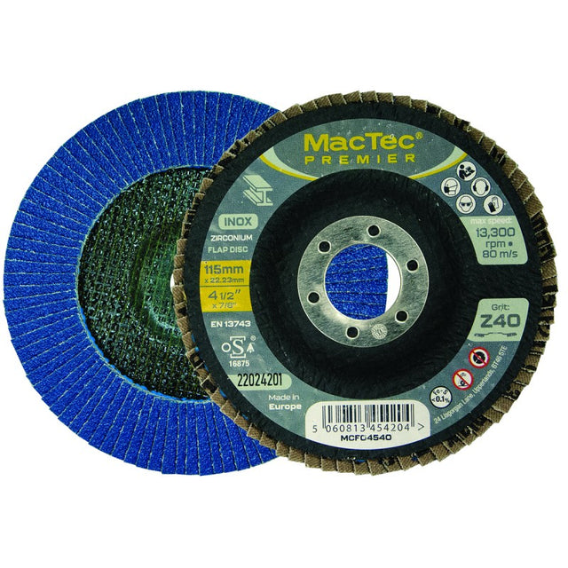 Jefferson MacTec Premier INOX Flap Disc (Z40 Grit)