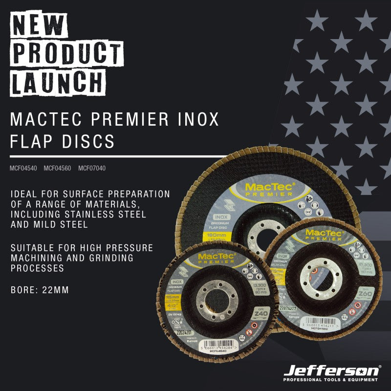 Jefferson MacTec Premier 4.5" INOX Flap Disc (Z60 Grit)