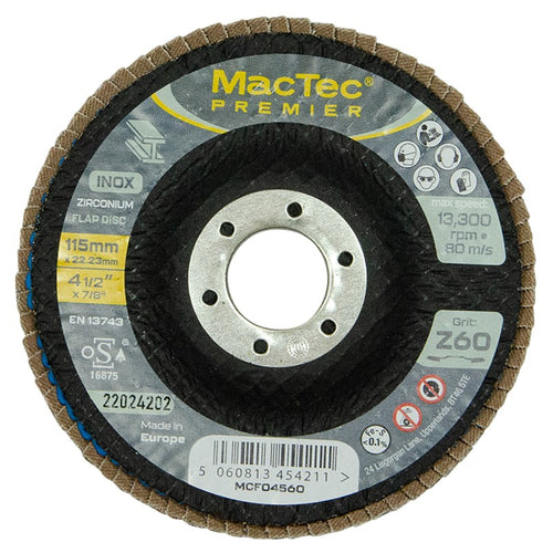 Jefferson MacTec Premier 4.5" INOX Flap Disc (Z60 Grit)