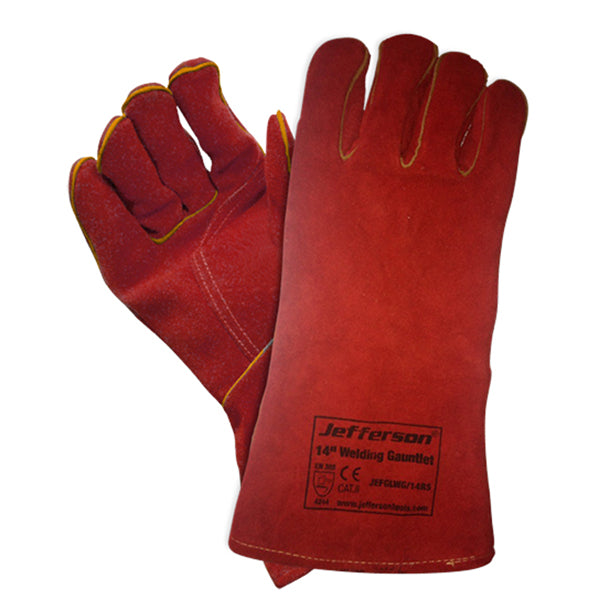 Jefferson 14" Red Welding Gauntlets