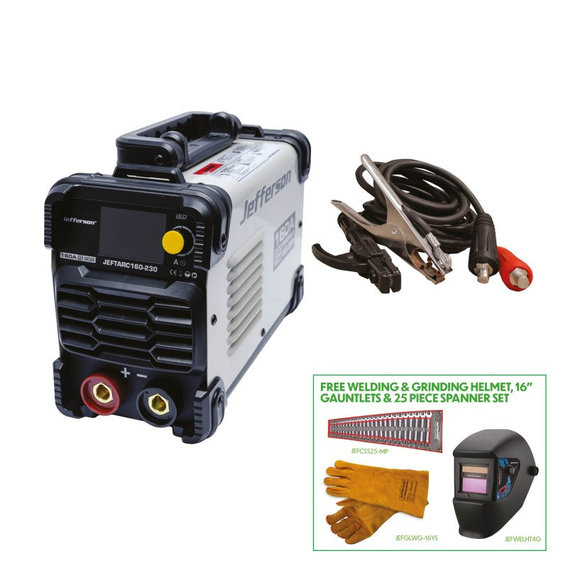 Jefferson 160A Arc TIG welder Tool Up kit with free helmet, gauntlets and spanner set