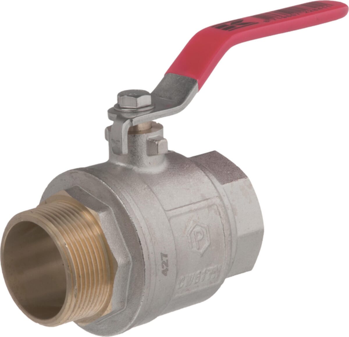 Kramp brass ball valve, BSPT 1x internal thread / 1x external thread