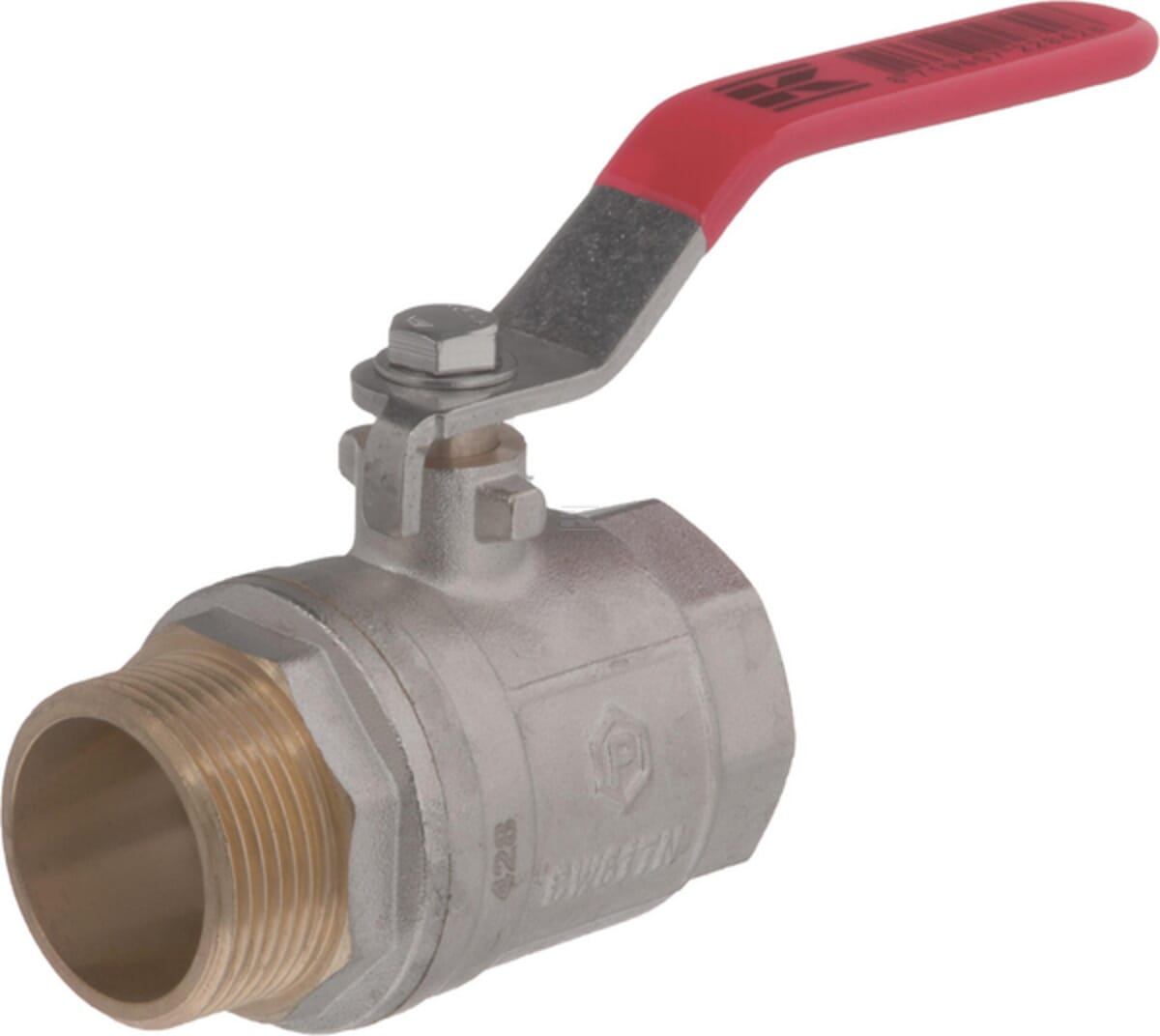 Kramp brass ball valve, BSPT 1x internal thread / 1x external thread