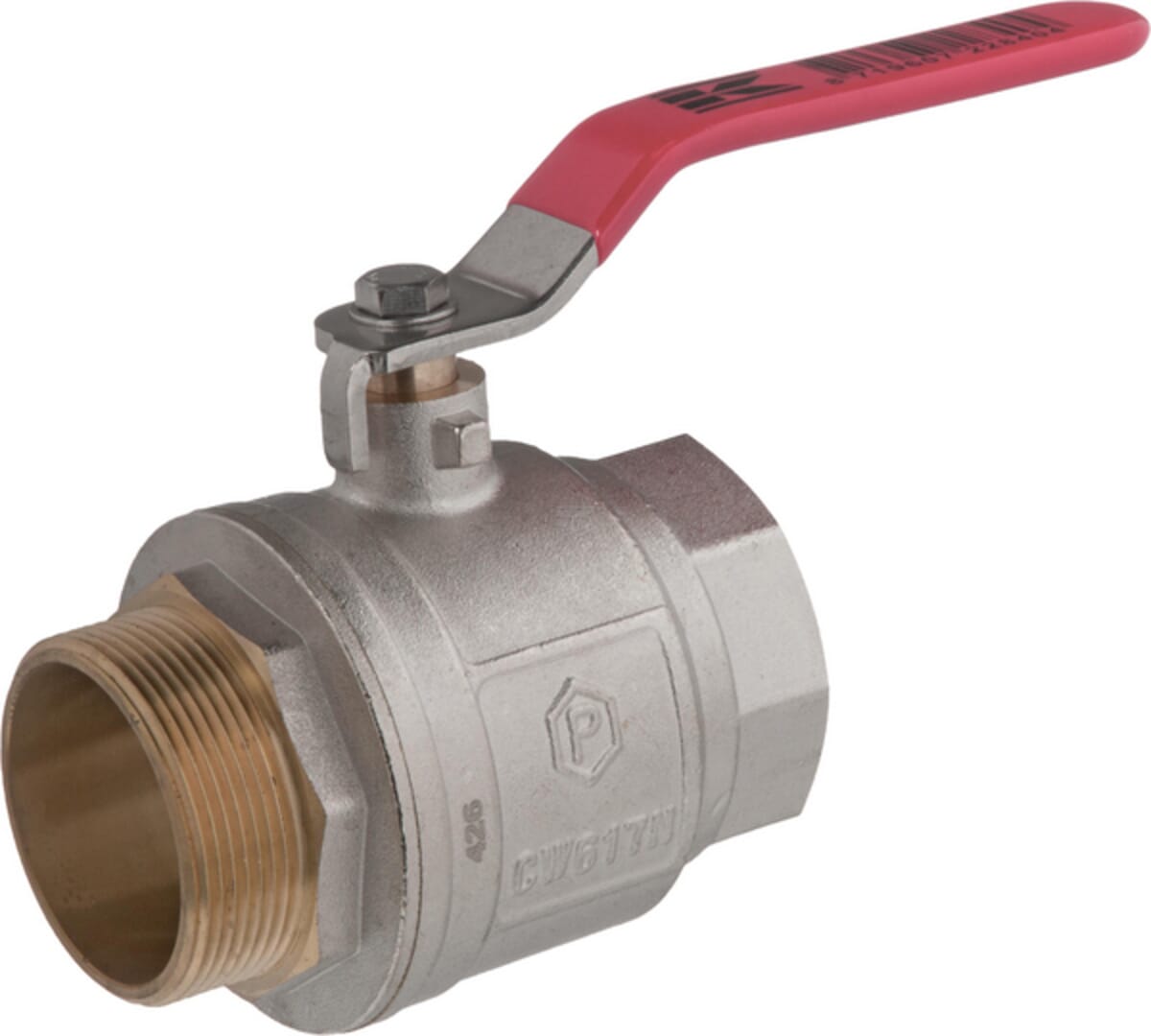 Kramp brass ball valve, BSPT 1x internal thread / 1x external thread