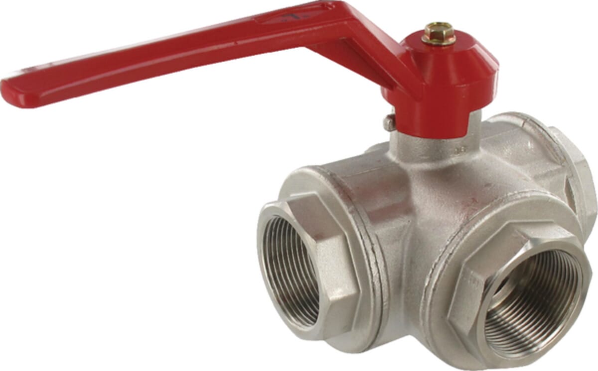 Three-way ball valve, L-shape, 3xIG