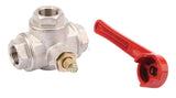 Three-way ball valve, T-shape, 3xIG