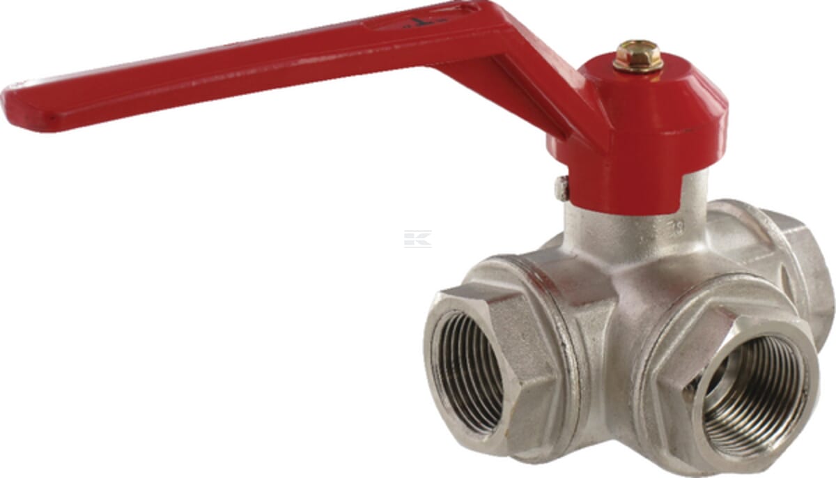 Three-way ball valve, T-shape, 3xIG