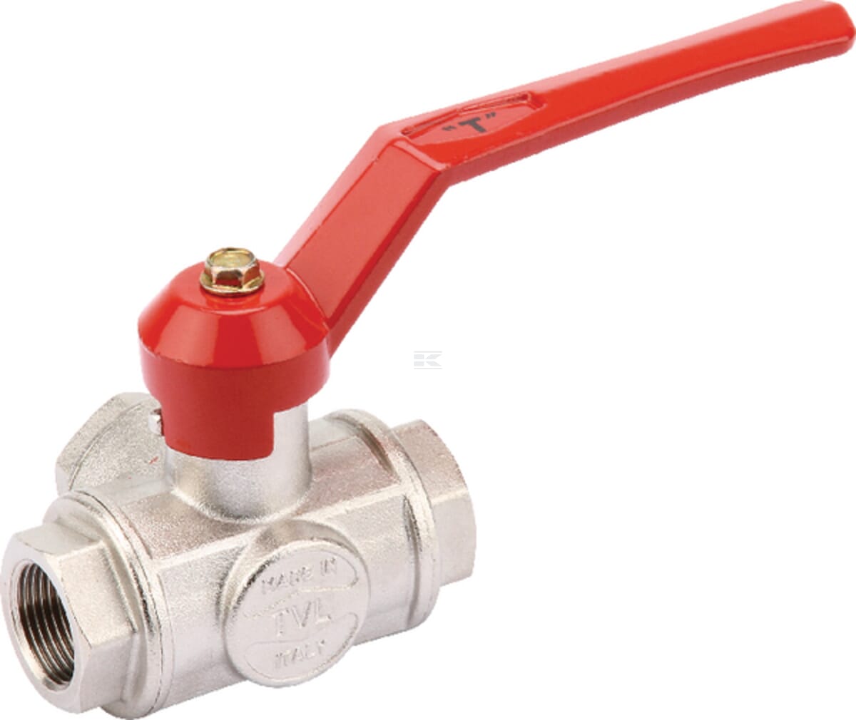Three-way ball valve, T-shape, 3xIG