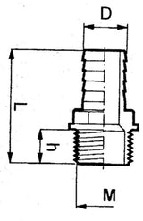 Straight coupling with hose tail and male thread