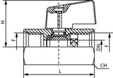 Hexagonal mini ball valve female-female type MBV..I
