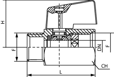 Hexagonal mini ball valve male-female type MBV..OI