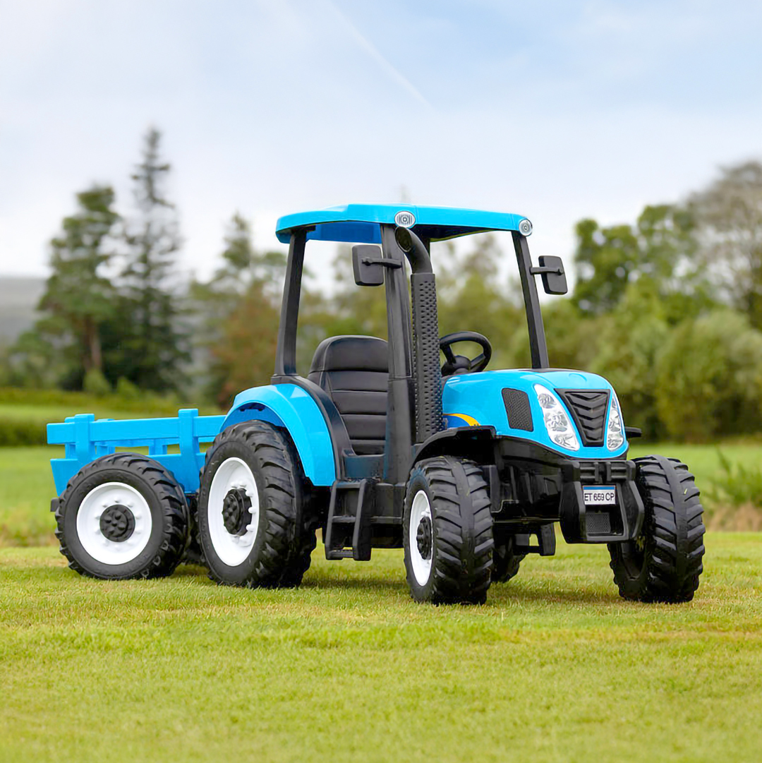 Pre-Order: New Holland 24V Electric Blue Tractor and Trailer (Trailer Included)