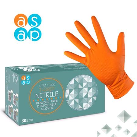 Orange T-Grip Nitrile Powder Free Gloves, Box of 50