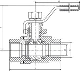 Stainless steel ball valve - Internal thread (BSPT) x internal thread (BSPT) - Long version