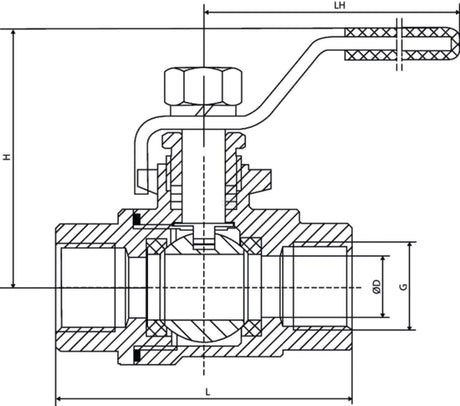 Stainless steel ball valve - Internal thread (BSPT) x internal thread (BSPT) - Long version