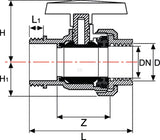 gopart PVC-U ball valve - Female thread (BSP) x Male thread (BSP)