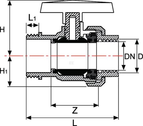 gopart PVC-U ball valve - Female thread (BSP) x Male thread (BSP)