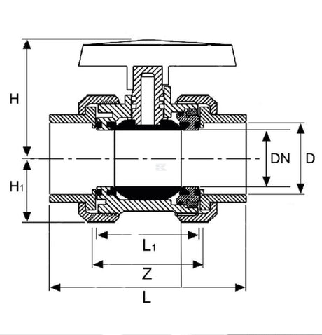 Pimtas PVC-U ball valve - Sleeve (PVC) x Sleeve (PVC)