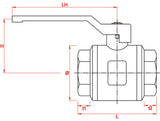 Kramp brass ball valve, BSPT 2x internal thread