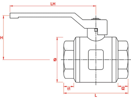 Kramp brass ball valve, BSPT 2x internal thread