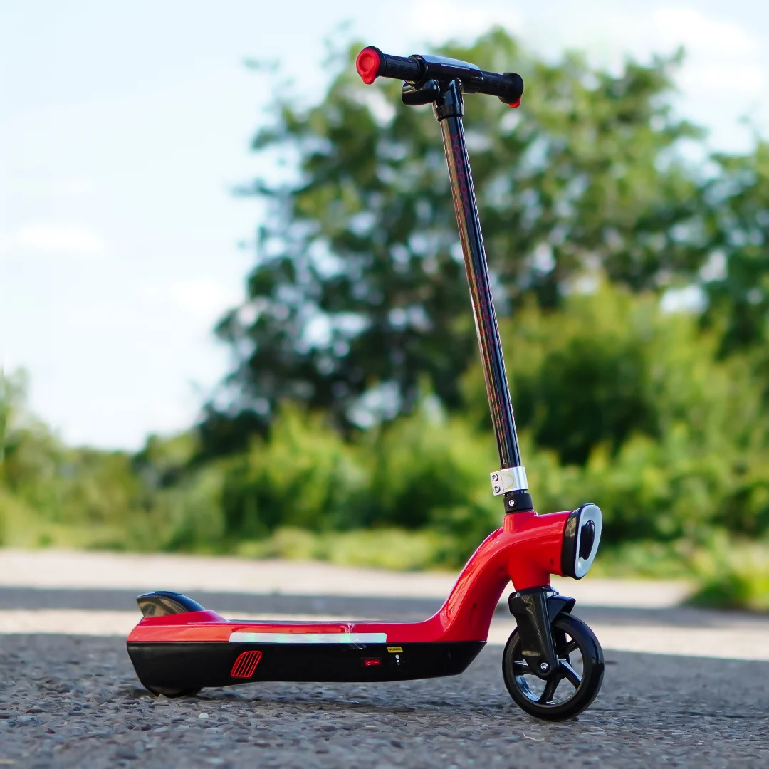 Prizm Kids 12V Electric Scooter with Flashlights and Headlight Red