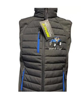 KIDS IMPACT HYBRID GILET  BLUE TRACTOR & TRAILER