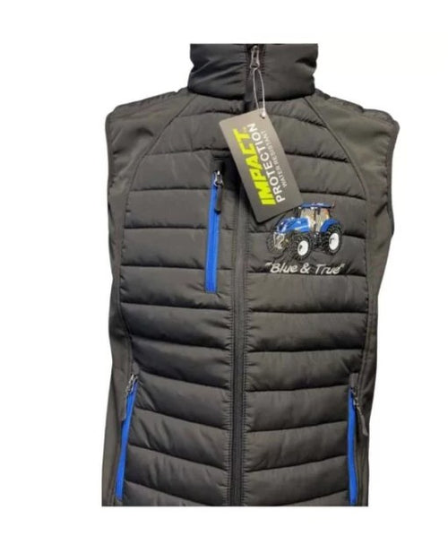 KIDS IMPACT HYBRID GILET  BLUE TRACTOR & TRAILER
