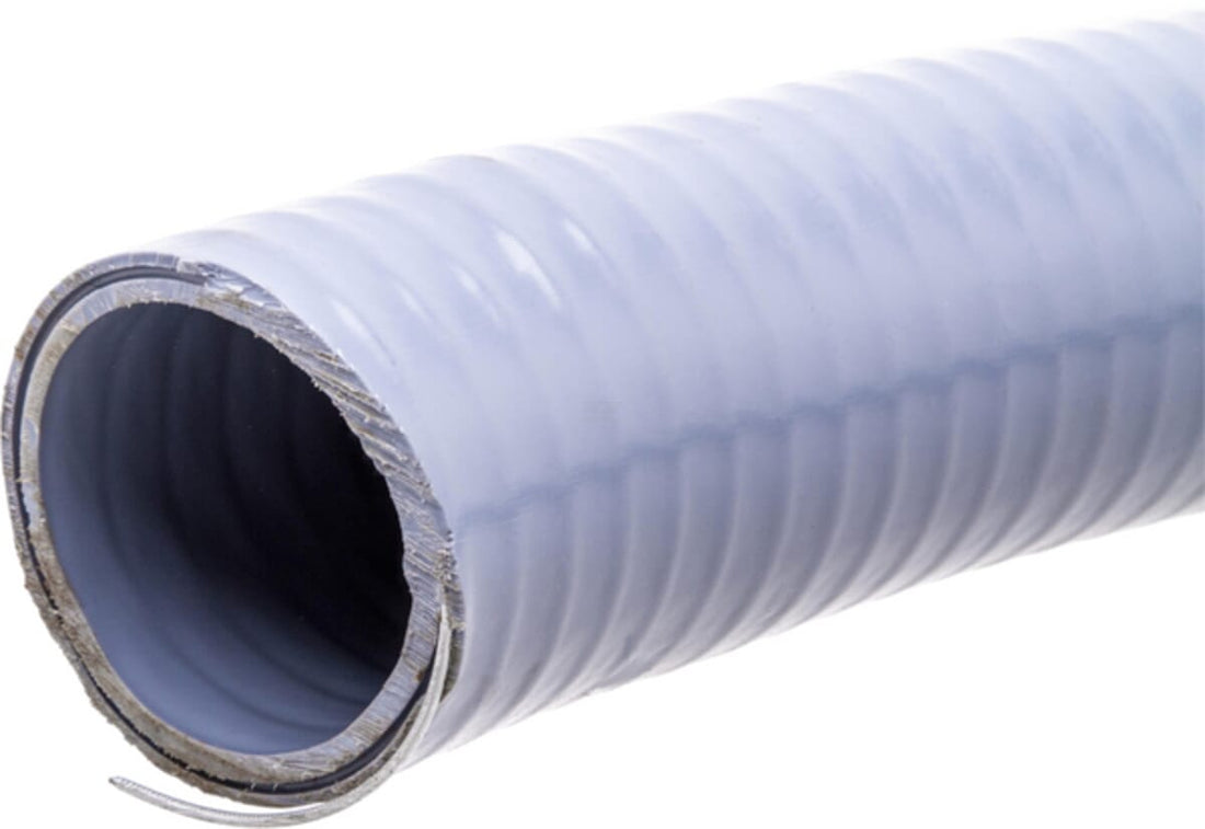 PVC suction and delivery hose grey with steel spiral