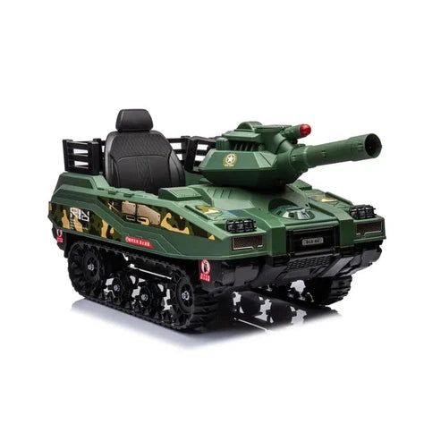 24V Kids Electric Army Tank Ride-on with Ball Shooter & Remote Control