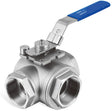 Ball valve, 3-way, L-bore stainless steel