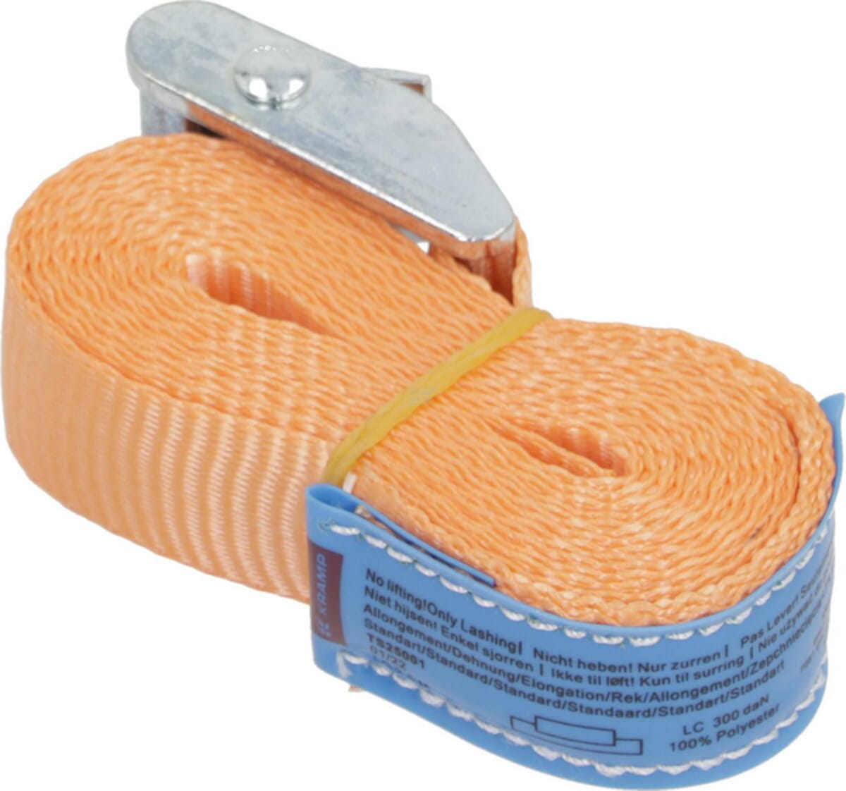 Lashing strap 25mm with clamp buckle, 1-piece without hook