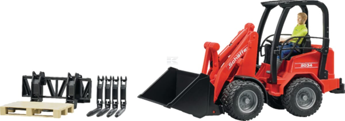 Bruder U02191 Schäffer 2034 Compact loader with play figure and accessories