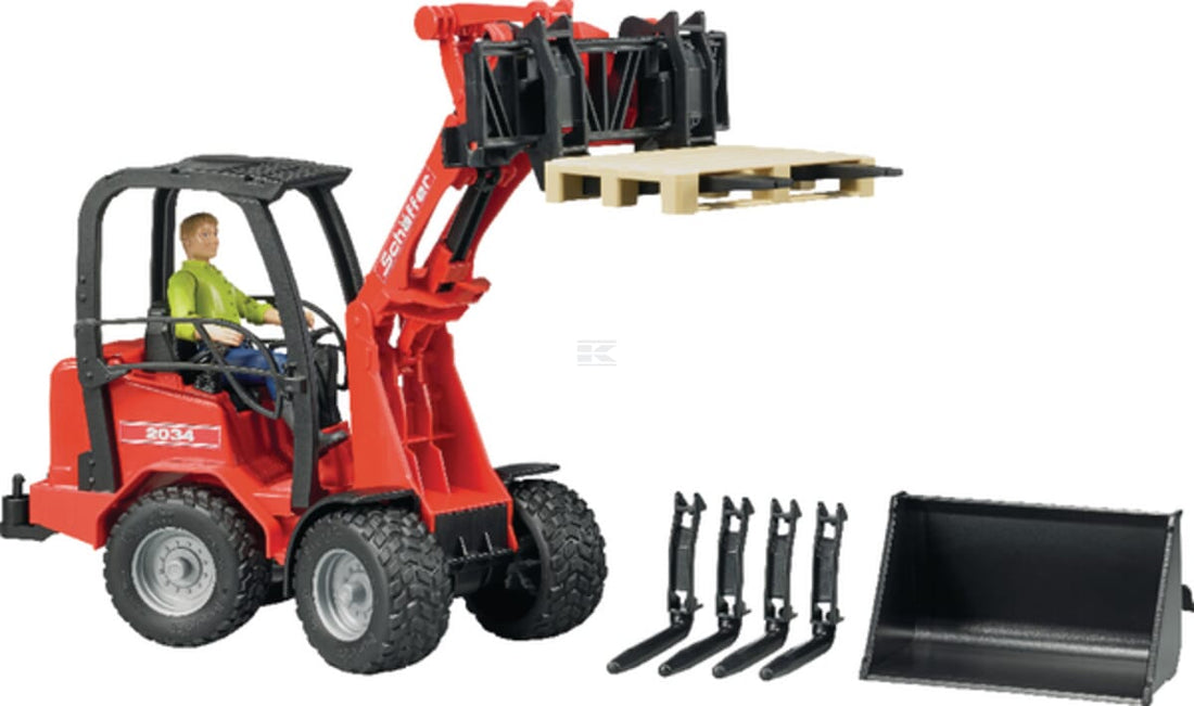 Bruder U02191 Schäffer 2034 Compact loader with play figure and accessories