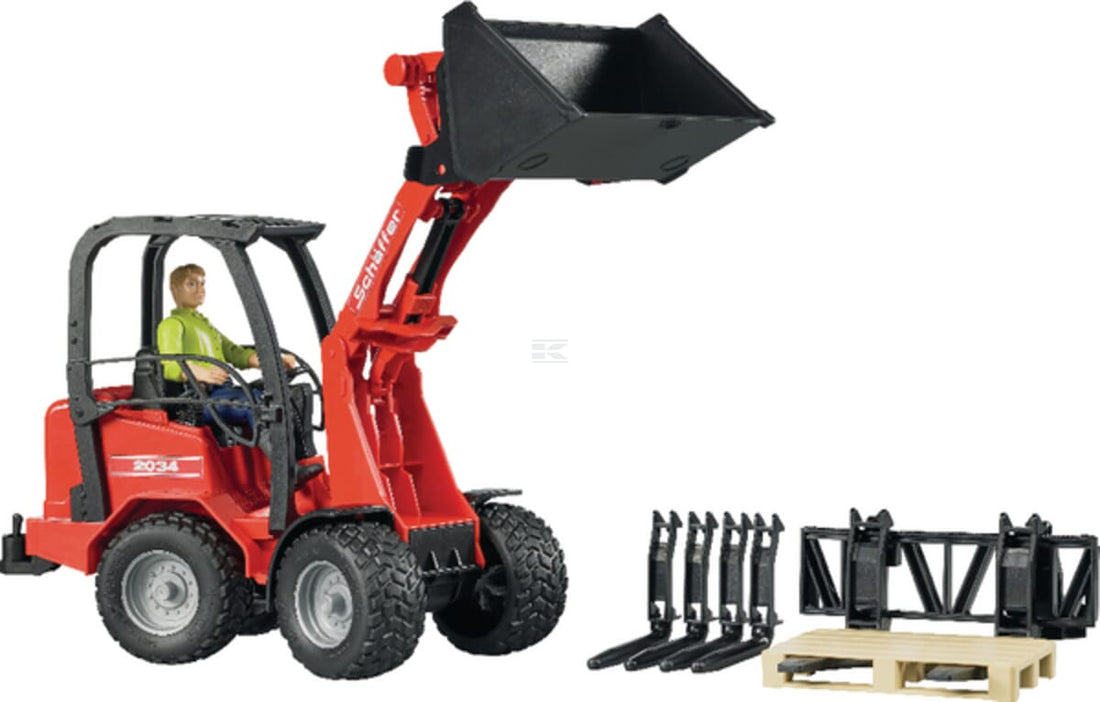 Bruder U02191 Schäffer 2034 Compact loader with play figure and accessories
