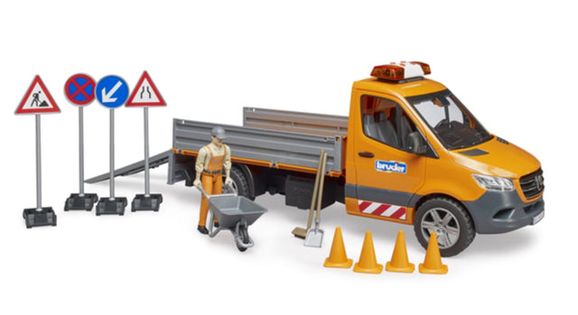 Bruder U02677 MB Sprinter roadwork van with driver, Light & Sound Module and accessories