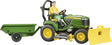 Bruder U62104 John Deere lawn tractor with trailer and gardener
