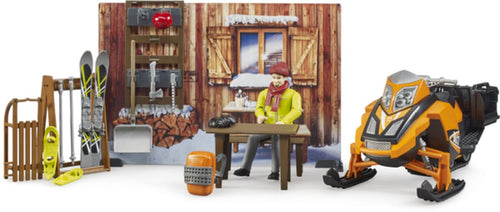 Bruder U63102 Mountain cabin with snowmobile