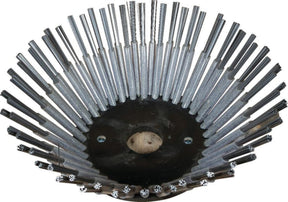 Weed brushes of flat spring steel with PVC sheath, heavy version