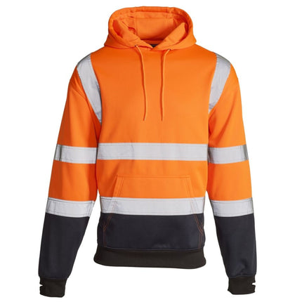 Hi-Vis Reflective 2-Tone Hooded Sweatshirt Orange/Navy