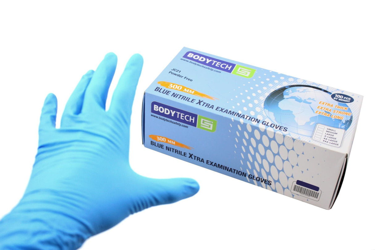 Long Cuff Blue nitrile gloves (100 gloves per pack)